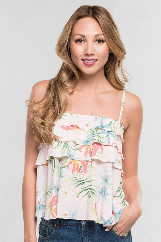 Image: Tropical Floral Top Blush/Green | Southern Sassy Boutique