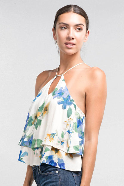 Floral Layered Keyhole Top - Southern Sassy Boutique