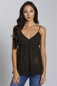 Image: Spaghetti Strap Empire Top Black | Southern Sassy Boutique