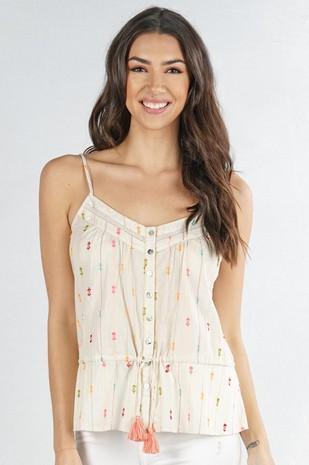 Image: Draw String Cami Top Multi/Natural | Southern Sassy Boutique