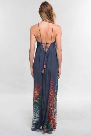 Palm Leaf Print Halter Dress - Southern Sassy Boutique