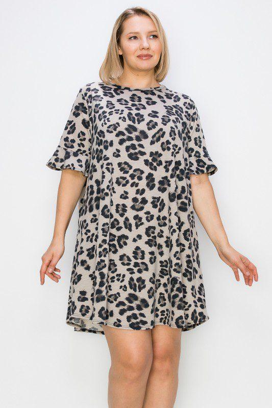 Image: Animal Print Dress Taupe | Southern Sassy Boutique