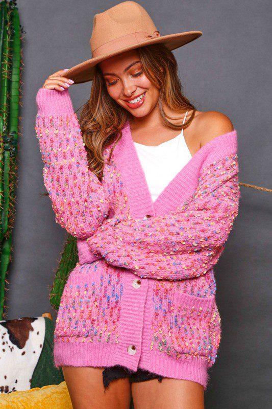 Image: Confetti Button Down Cardigan Pink Multi | Southern Sassy Boutique