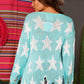 Distressed Star Print Sweater - Southern Sassy Boutique