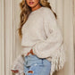 Two Tone Fringed Loose Fit Sweater - Southern Sassy Boutique