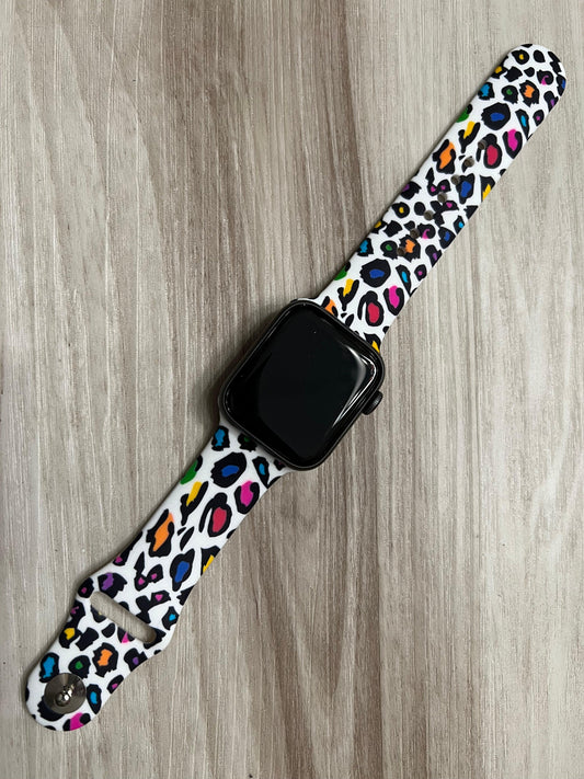 Cheetah Animal Multi Color Print Apple Watch Band - Southern Sassy Boutique