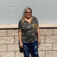 Camo Print Top Gold Sequins