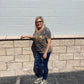 Camo Print Top Gold Sequins
