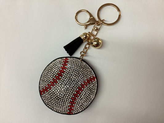 Silver Crystal Baseball Key Chain