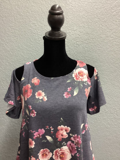 Floral Print Cold Shoulder Top