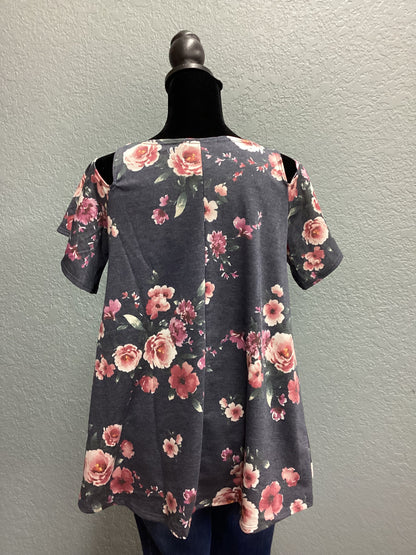 Floral Print Cold Shoulder Top