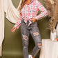 Image: Frayed Flannel Button Down Pink White | Southern Sassy Boutique
