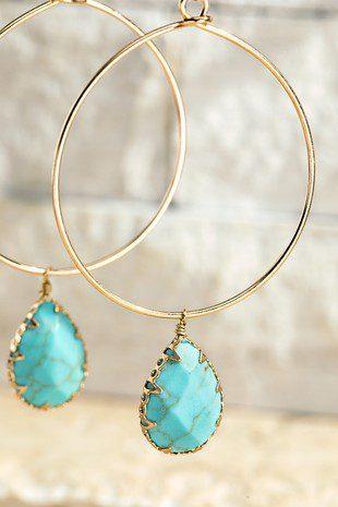 Image: Tear Drop Natural Stone Errings Turquoise | Southern Sassy Boutique