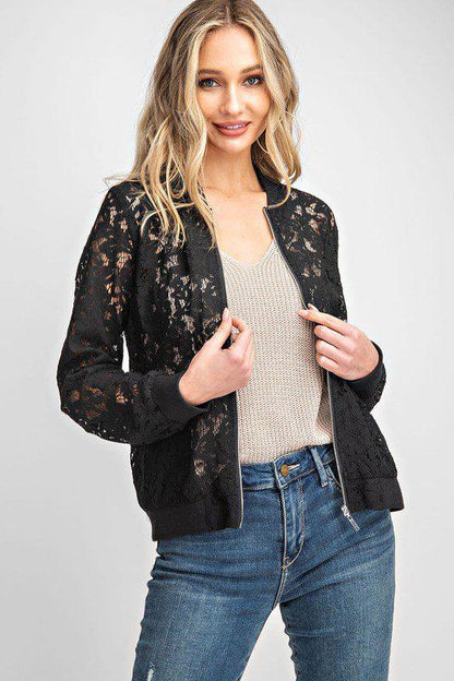 Image: Floral Lace Jacket Black | Southern Sassy Boutique