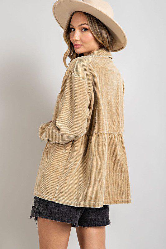 Corduroy Button Down Shirt/Jacket - Southern Sassy Boutique