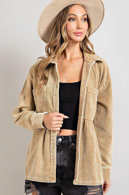 Corduroy Button Down Shirt/Jacket - Southern Sassy Boutique