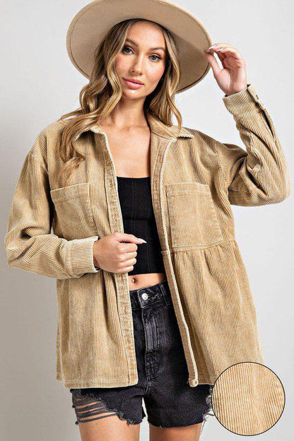 Image: Cordurary Button Down Shirt/Jacket COCO | Southern Sassy Boutique