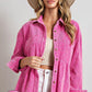 Image: Cordurary Button Down Shirt/Jacket Bubble Gum Pink | Southern Sassy Boutique