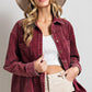 Image: Cordurary Button Down Shirt/Jacket Wine | Southern Sassy Boutique