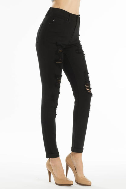 Distressed Black Denim Ankle Jeans - Southern Sassy Boutique