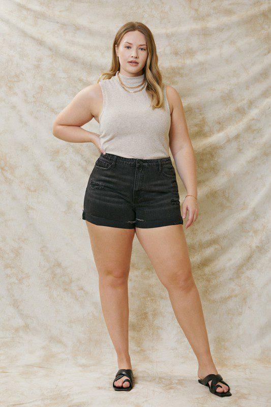 Curvy hot sale denim shorts