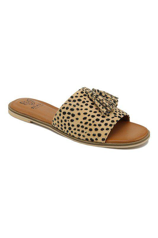 Image: Open Toe Tassel Sandals Cheetah | Southern Sassy Boutique