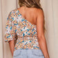 One Shoulder Floral Top - Southern Sassy Boutique