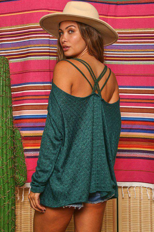 Long Sleeve Strappy Knit Top - Southern Sassy Boutique