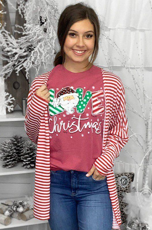 Image: Love Christmas Festive Tee. Red | Southern Sassy Boutique