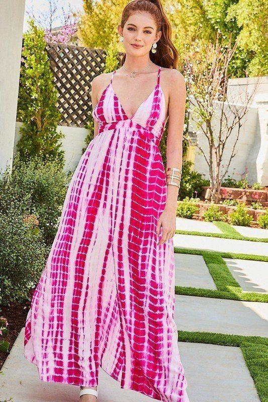 Image: Tie Dye Maxi Dress Fuchsia | Southern Sassy Boutique