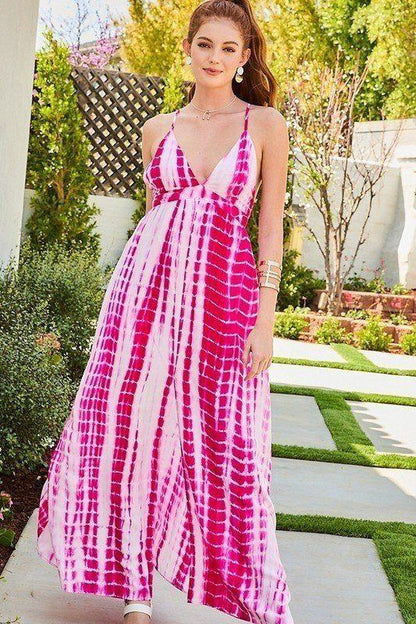 Image: Tie Dye Maxi Dress Fuchsia | Southern Sassy Boutique