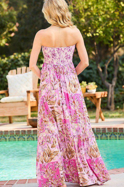 Floral Smoking Tube Top Maxi Dress - Southern Sassy Boutique