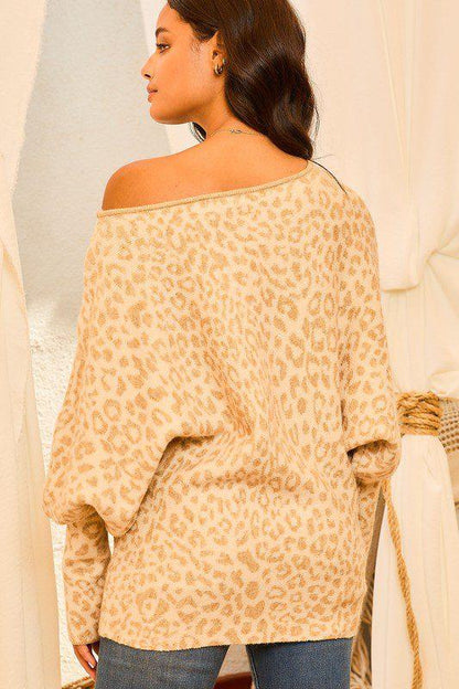 Bubble Sleeve Leopard Sweater - Southern Sassy Boutique