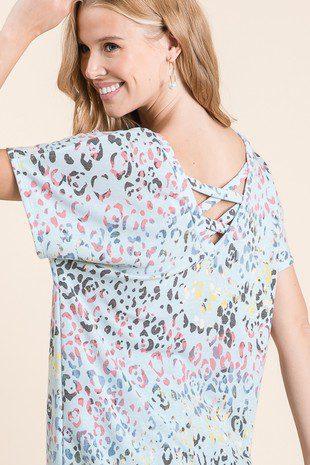 Image: Leopard Print Top Blue | Southern Sassy Boutique