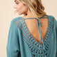 Long Sleeve Crochet Back Detail Top - Southern Sassy Boutique