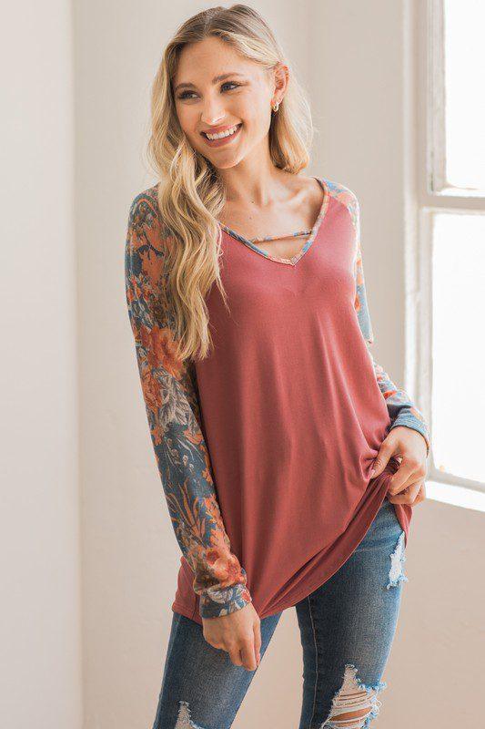 Jersey Raglan Floral Top - Southern Sassy Boutique