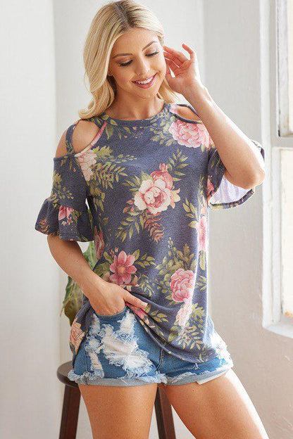 Floral Print Off Shoulder Top - Southern Sassy Boutique