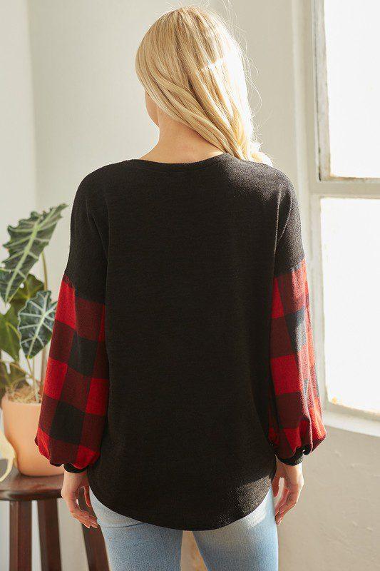 Buffalo Plaid Print Pullover - Southern Sassy Boutique