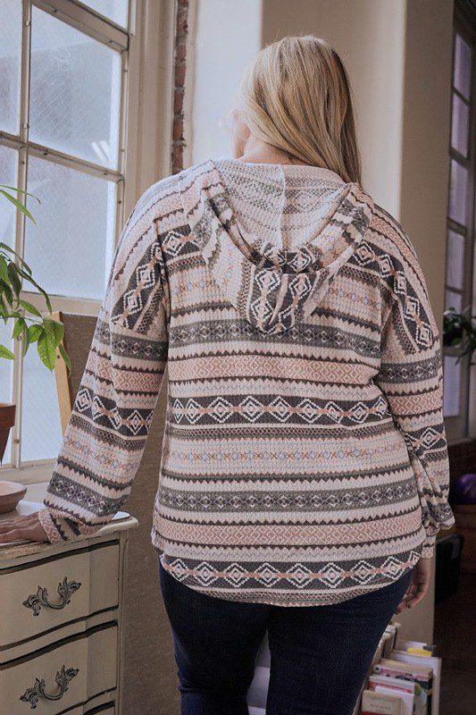 Aztec Waffle Hoodie - Southern Sassy Boutique