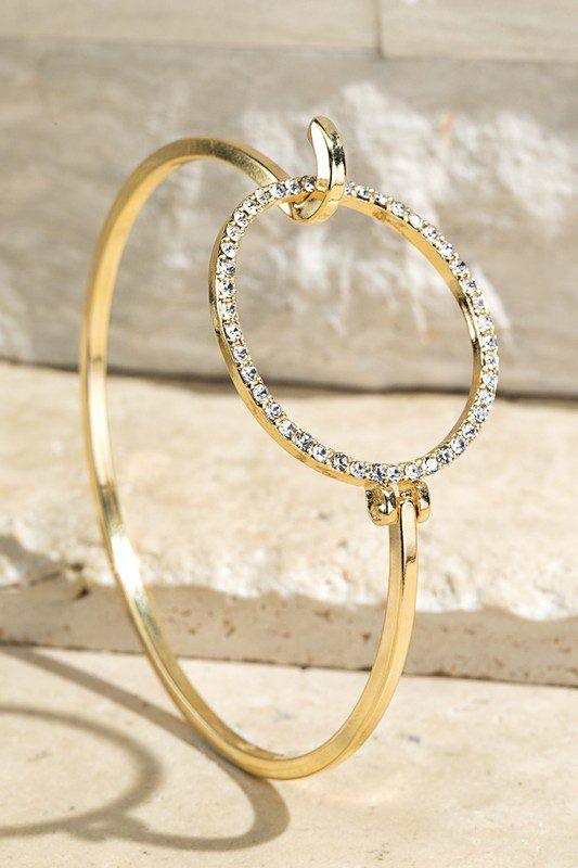 Image: Crystal Open Circle Bracelet Gold | Southern Sassy Boutique