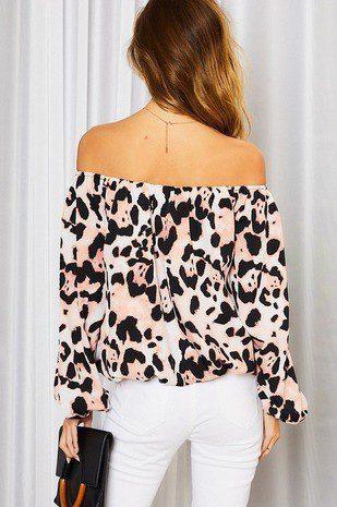 Leopard Print Off Shoulder Top - Southern Sassy Boutique