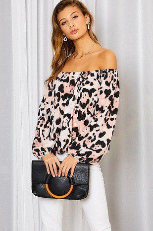 Leopard Print Off Shoulder Top - Southern Sassy Boutique