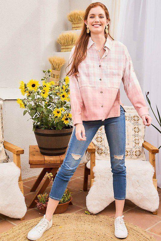 Image: Tie-Dye Flannel Top Pink | Southern Sassy Boutique