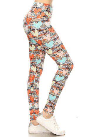 Image: Graphic Heart Leggings Heart/Orange | Southern Sassy Boutique