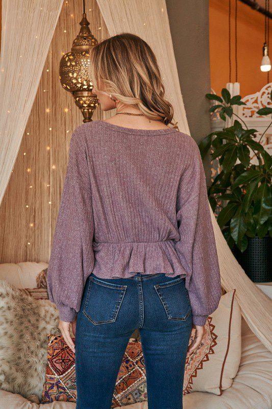 Long Sleeve Knit Top with Sparkles - Southern Sassy Boutique