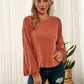 Solid Print Ruffle Long Sleeve Knit Top - Southern Sassy Boutique