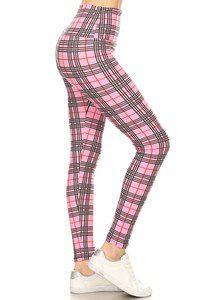 Image: Graphic Checker Leggings Checkers/Pink | Southern Sassy Boutique