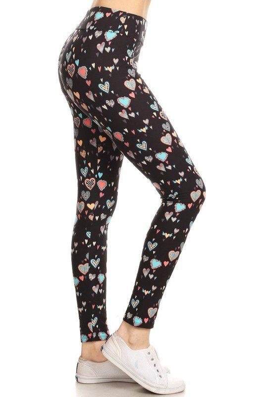 Image: Graphic Heart Leggings Heart/Black | Southern Sassy Boutique