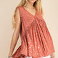 Brick Foil Baby Doll Top - Southern Sassy Boutique