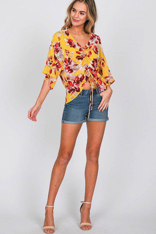 Image: Floral Flowy Crop Top Yellow | Southern Sassy Boutique